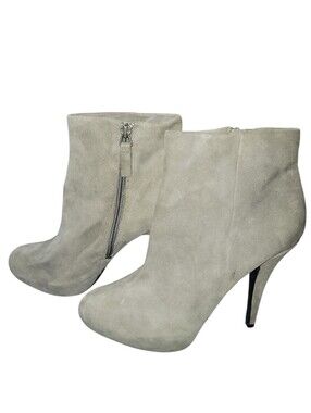 Rosegold Women's Gray Suede High-Heel Ankle Boots - Stylish Side Zip